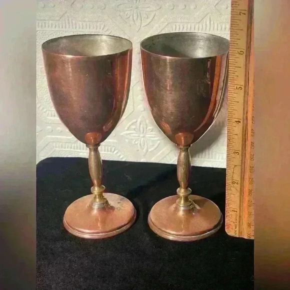 Vintage Copper  and Brass Goblets Set of 2 - Picture 7 of 7